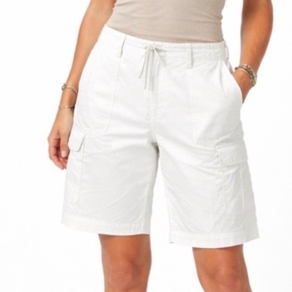 Lauren Ralph Lauren Shorts Women 14 White Cotton Drawstring Cargo Casual Classic
